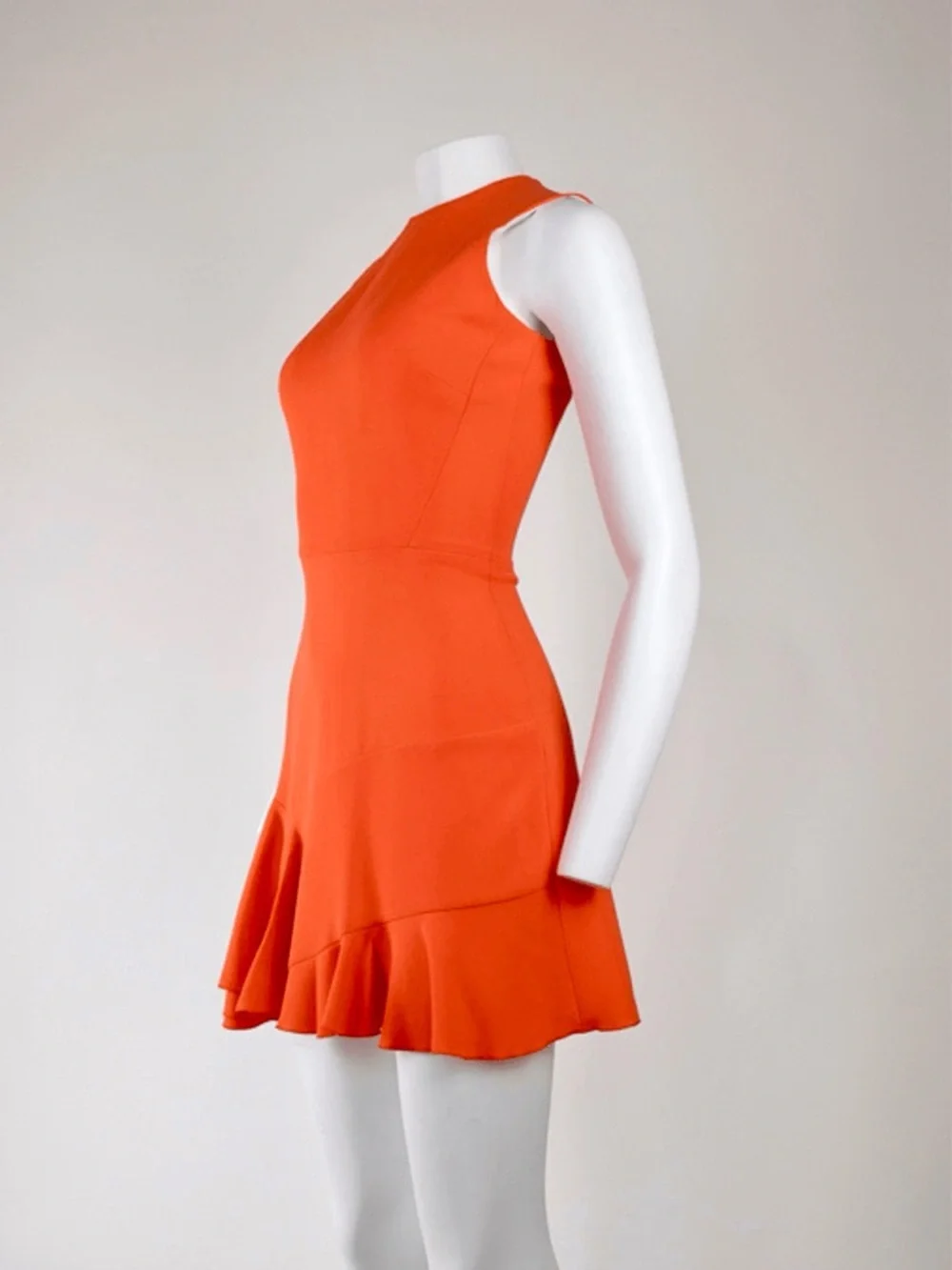 Victoria Beckham Orange Silk Wool Fit & Flare Mini Dress US 4 $980 - Picture 2 of 6